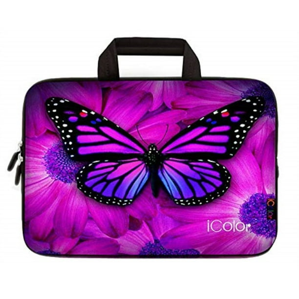 HAIIO Laptop Bag Case Colorful Butterfly Animal Wings Computer Protector Bag 14-14.5 inch Travel Briefcase with Shoulder Strap for Women Men Girl Boys 